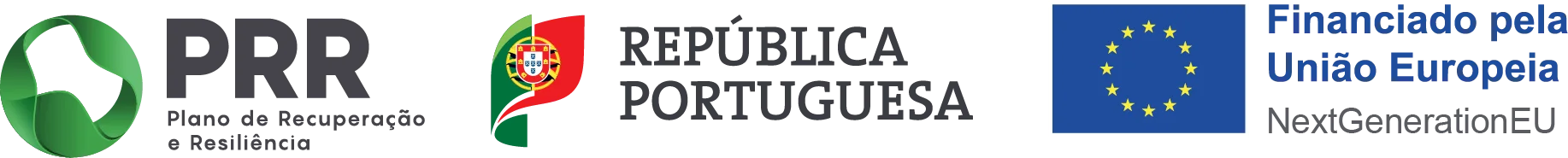 PRR — Plano de Recuperação e Resiliência. República Portuguesa. Financiado pela União Europeia — NextGenerationEU.